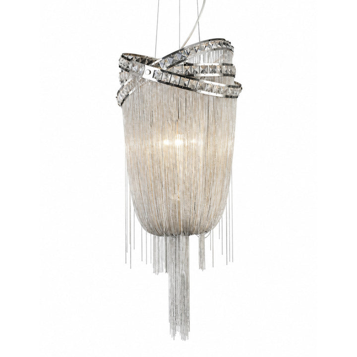 Wilshire Blvd. Jewelry Chain Chandelier in Polished Nickel/Clear Crystals by Avenue Lighting