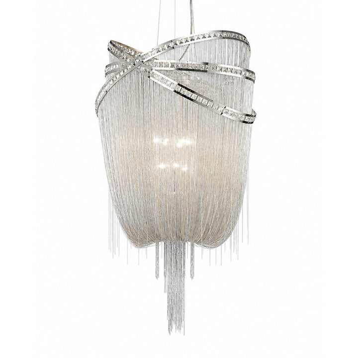Wilshire Blvd. Jewelry Chain Chandelier in Polished Nickel/Clear Crystals by Avenue Lighting