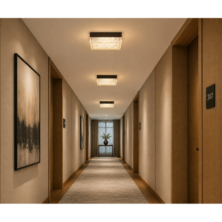 Cermack St. 8"W Square LED Flush Mount, Black