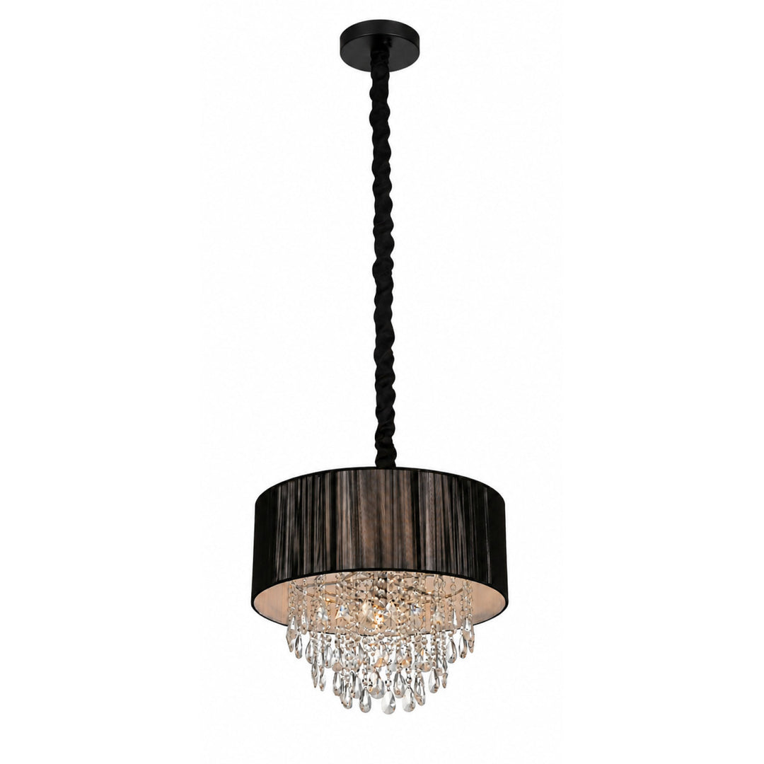 Vineland Ave. Round Drum Shade Pendant in Black by Avenue Lighting