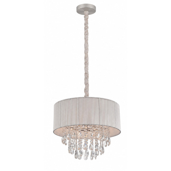Vineland Ave. Round Drum Shade Pendant in Silver by Avenue Lighting