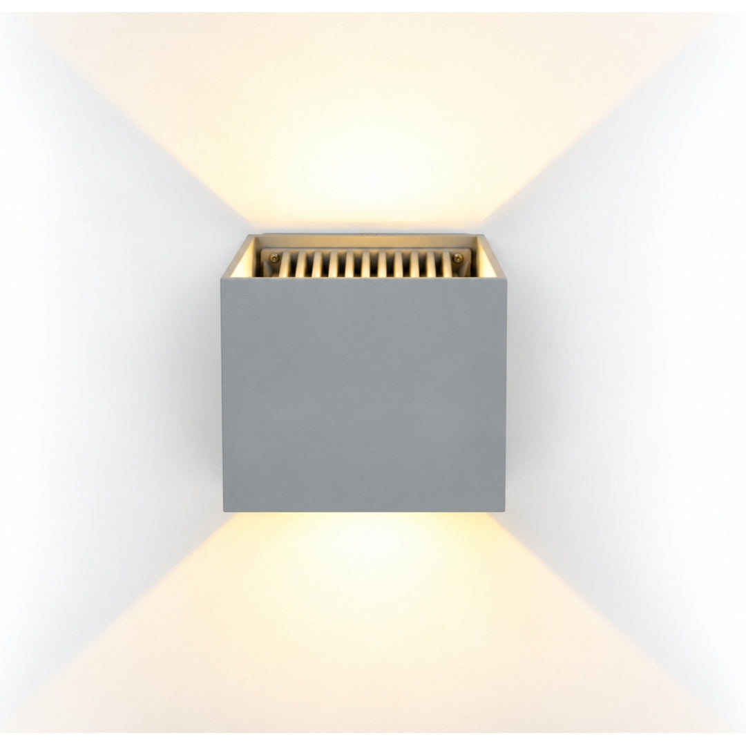 Avenue Outdoor Cube Up/Down 3000K LED Wall Sconce in Silver by Avenue Lighting