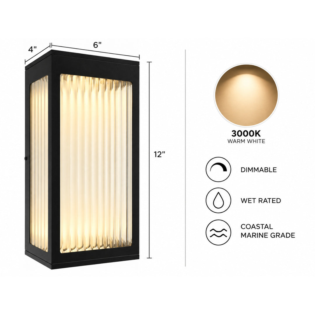 Avenue Outdoor 3000K LED Wall Sconce with Ribbed Glass by Avenue Lighting - view 5