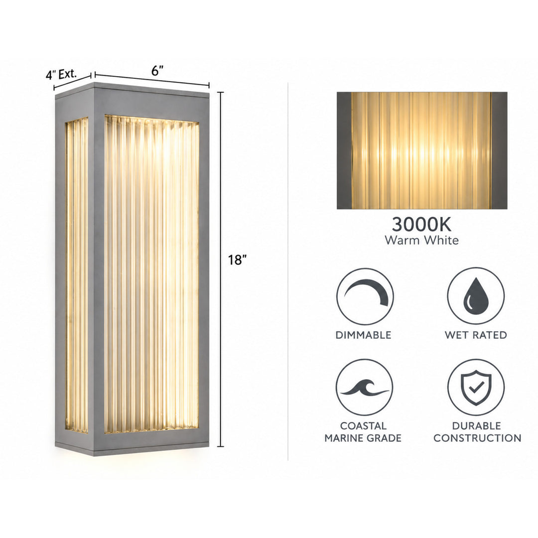 Avenue Outdoor 3000K LED Wall Sconce with Ribbed Glass by Avenue Lighting - view 29