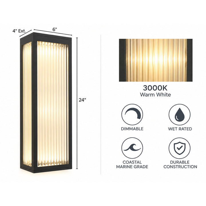 Avenue Outdoor 3000K LED Wall Sconce with Ribbed Glass by Avenue Lighting - view 37