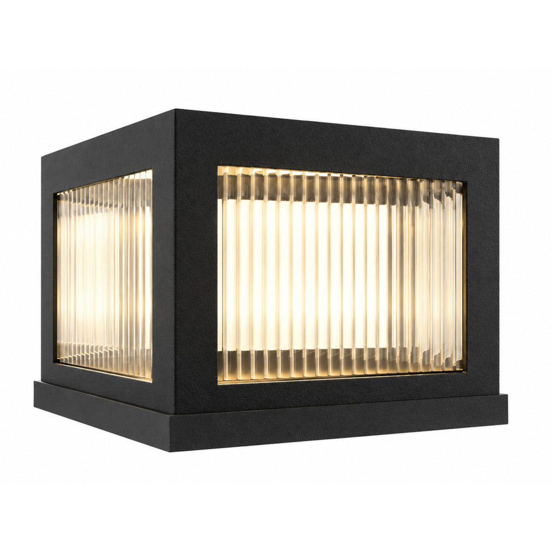 Avenue Outdoor 3000K LED Pillar Mount with Ribbed Glass in Black by Avenue Lighting