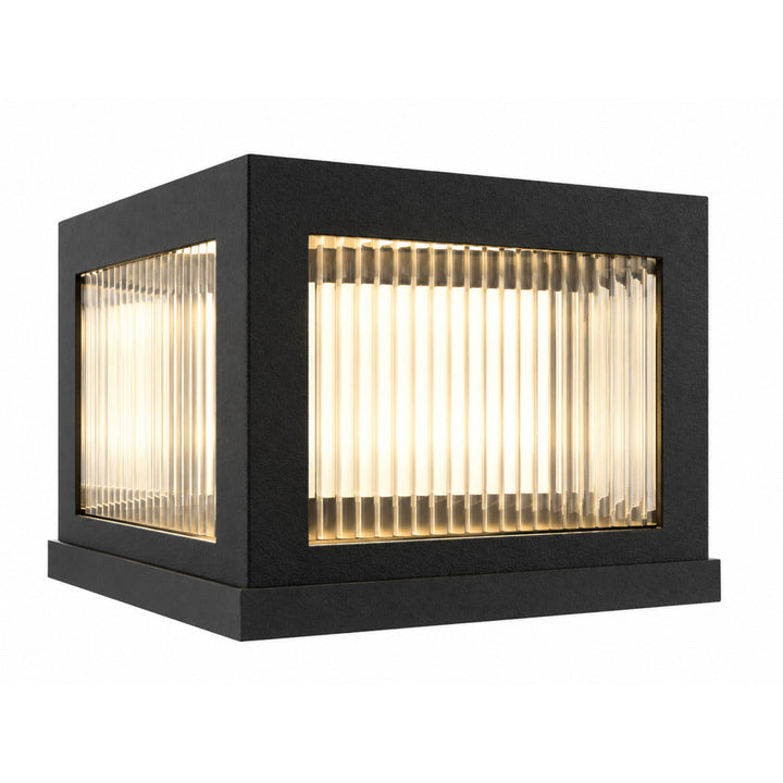 Avenue Outdoor 3000K LED Pillar Mount with Ribbed Glass in Black by Avenue Lighting