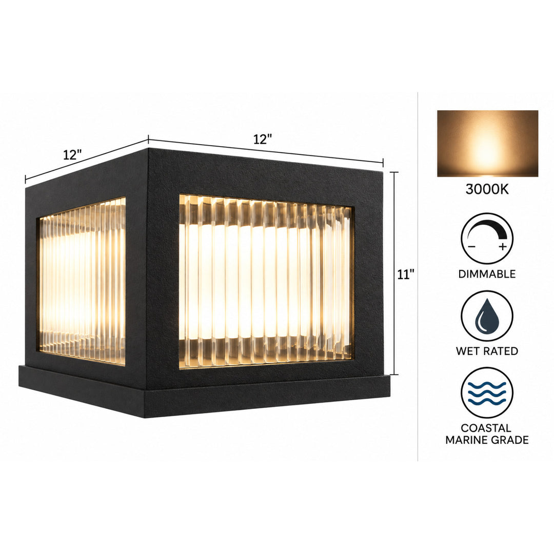 Avenue Outdoor 3000K LED Pillar Mount with Ribbed Glass by Avenue Lighting - view 4
