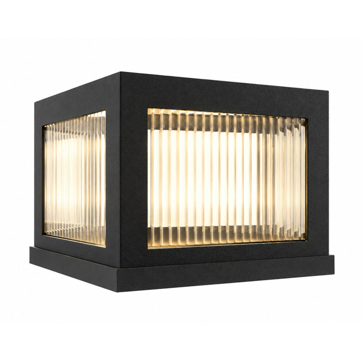 Avenue Outdoor 3000K LED Pillar Mount with Ribbed Glass in Black by Avenue Lighting