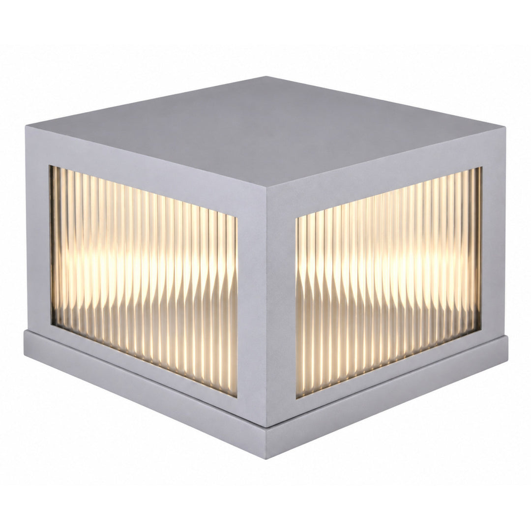 Avenue Outdoor 3000K LED Pillar Mount with Ribbed Glass in Silver by Avenue Lighting