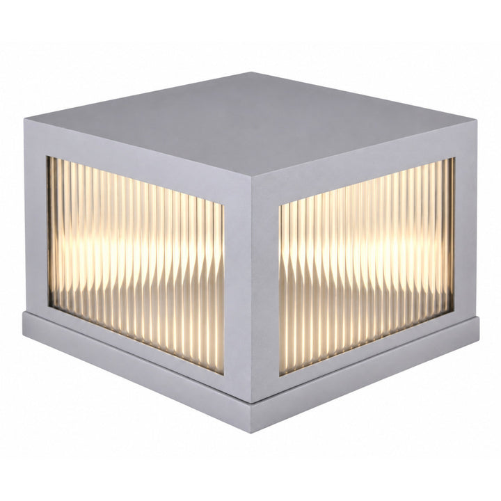 Avenue Outdoor 3000K LED Pillar Mount with Ribbed Glass in Silver by Avenue Lighting