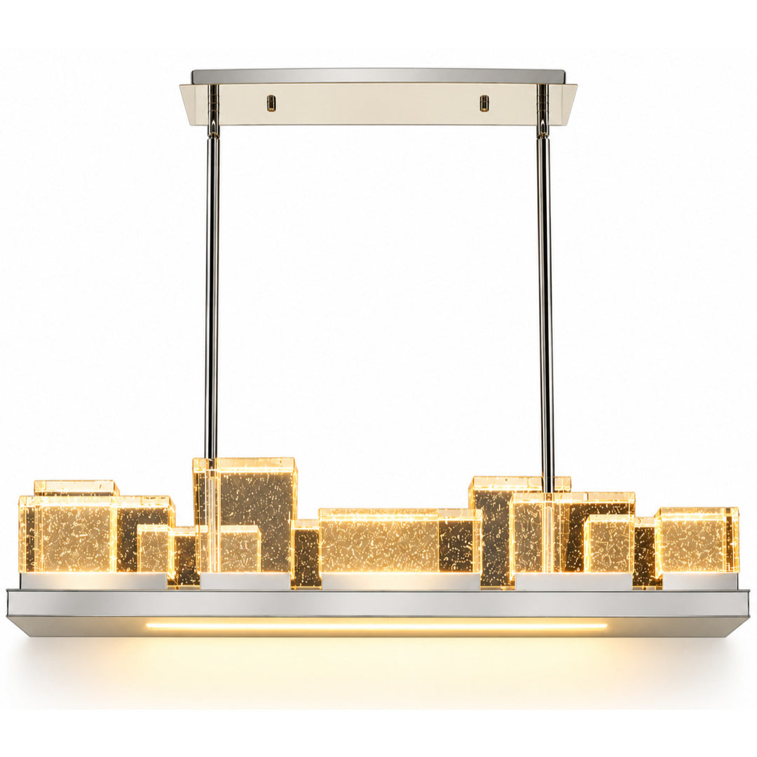 The Original Glacier LED Chandelier in Polished Nickel/Bubbled by Avenue Lighting