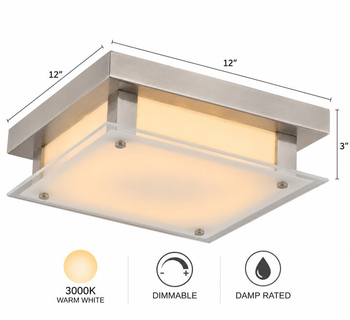 Cermack St. 12"W Square LED Flush Mount