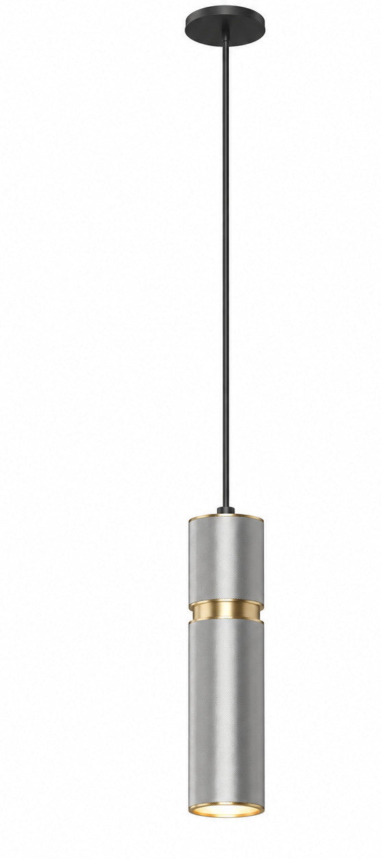 Cicada 10"H LED Pendant, Knurled Light Grey and Brass