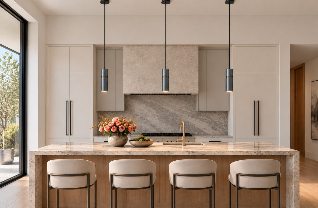 Cicada 10"H LED Pendant, Knurled Dark Grey and Pewter
