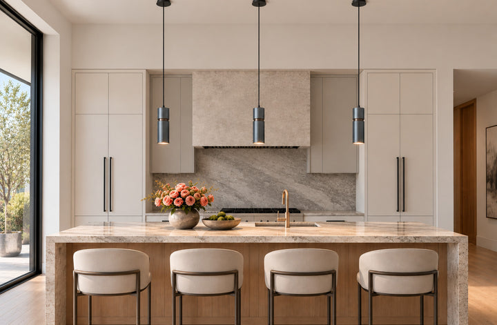 Cicada 10"H LED Pendant, Knurled Dark Grey and Pewter