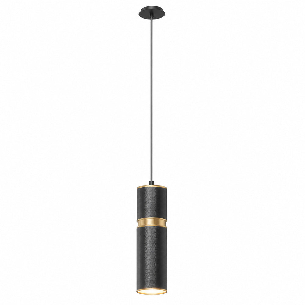 Cicada 10"H LED Pendant, Knurled Dark Grey and Brass by Avenue Lighting - view 2