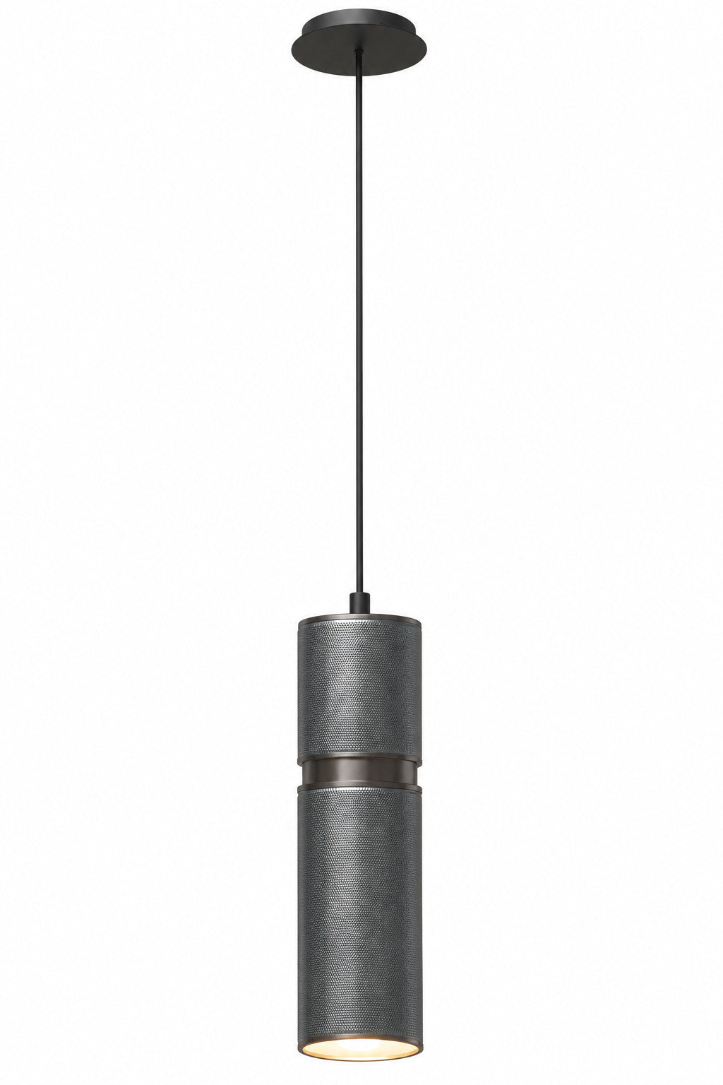 Cicada 10"H LED Pendant, Knurled Dark Grey and Pewter