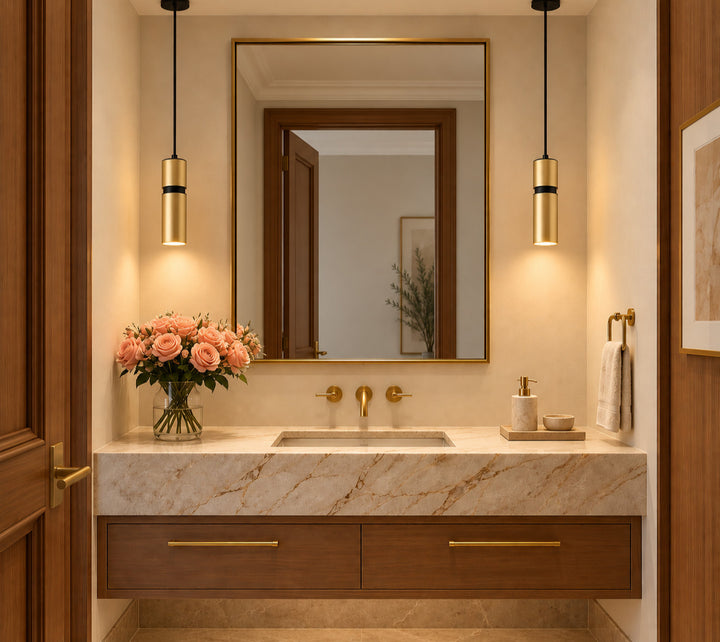 Cicada 10"H LED Pendant, Smooth Brass and Black