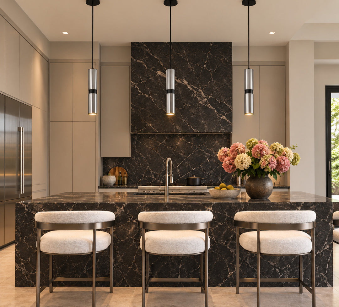 Cicada 10"H LED Pendant, Knurled Dark Grey and Black