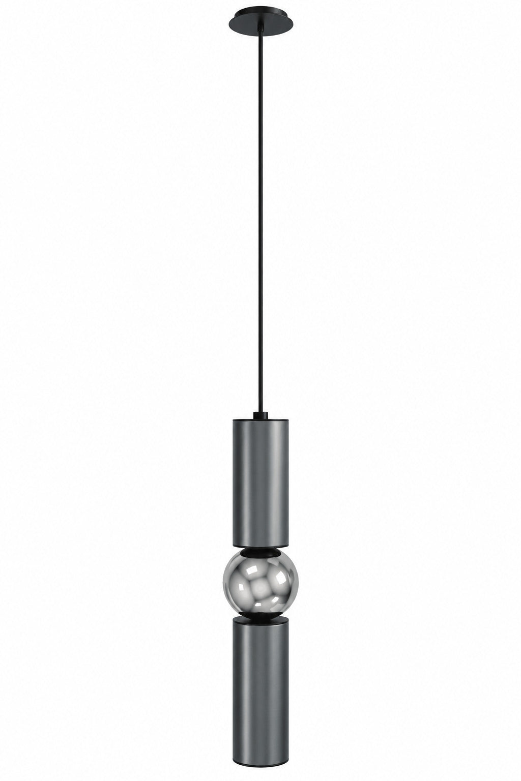 Cicada Cylinder LED Pendant in Grey and Chrome by Avenue Lighting