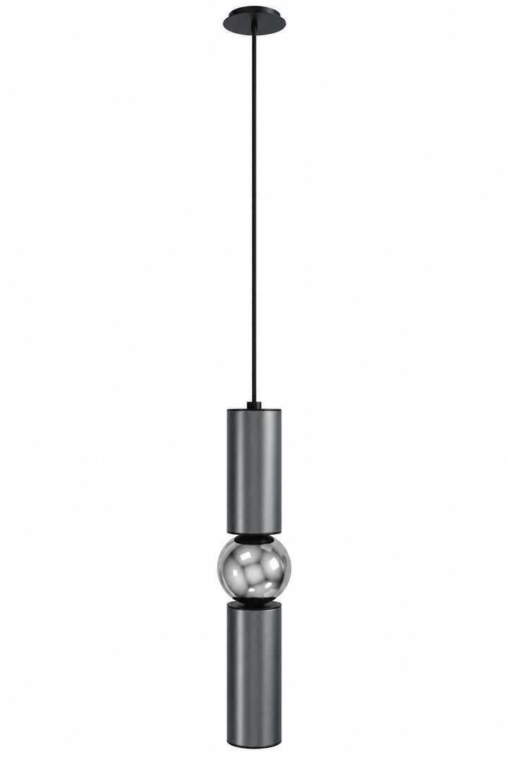 Cicada Cylinder LED Pendant in Grey and Chrome by Avenue Lighting
