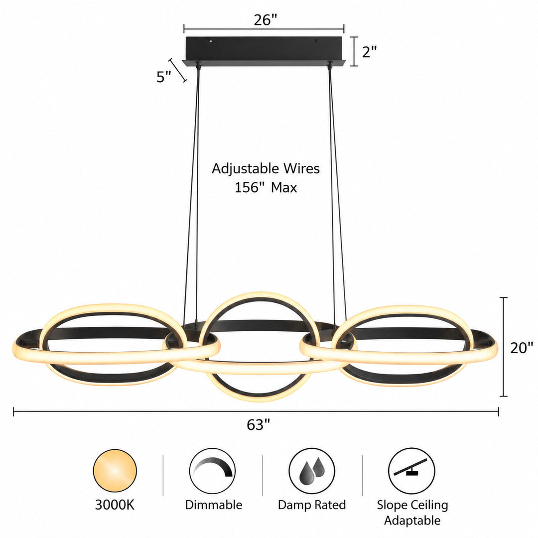 Circa 6-Ring LED Pendant by Avenue Lighting - view 5
