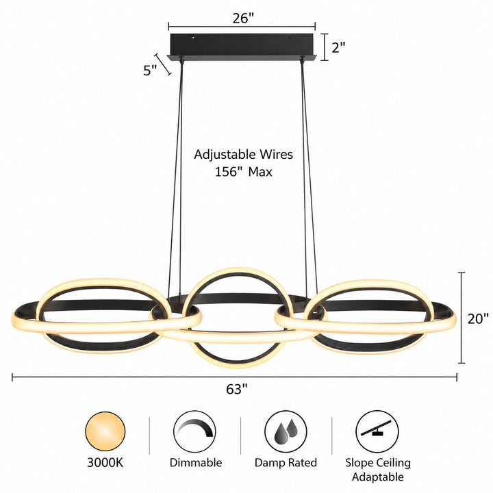 Circa 6-Ring LED Pendant by Avenue Lighting - view 5