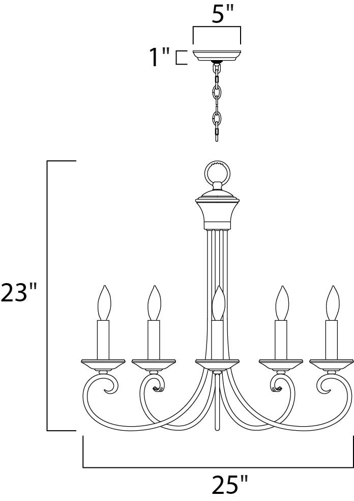 Loft Chandelier dimensions diagram