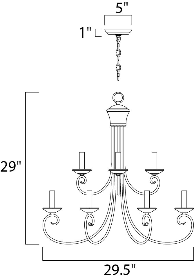 Loft Chandelier dimensions diagram
