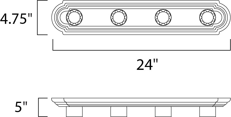Essentials Racetrack Bath Vanity Light dimensions diagram