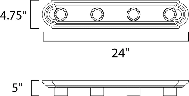 Essentials Racetrack Bath Vanity Light dimensions diagram