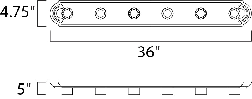 Essentials Racetrack Bath Vanity Light dimensions diagram