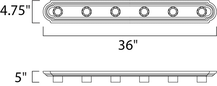 Essentials Racetrack Bath Vanity Light dimensions diagram