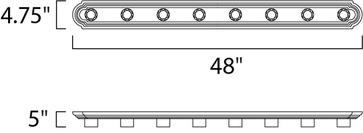 Essentials Racetrack Bath Vanity Light dimensions diagram