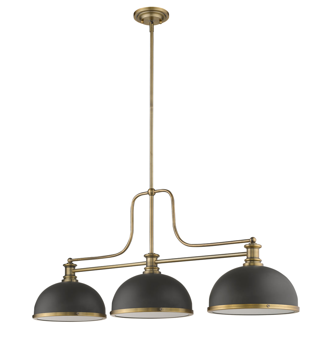 Melange - 3 Light Billiard Light (725-3HBR-D12BRZ+HBR)