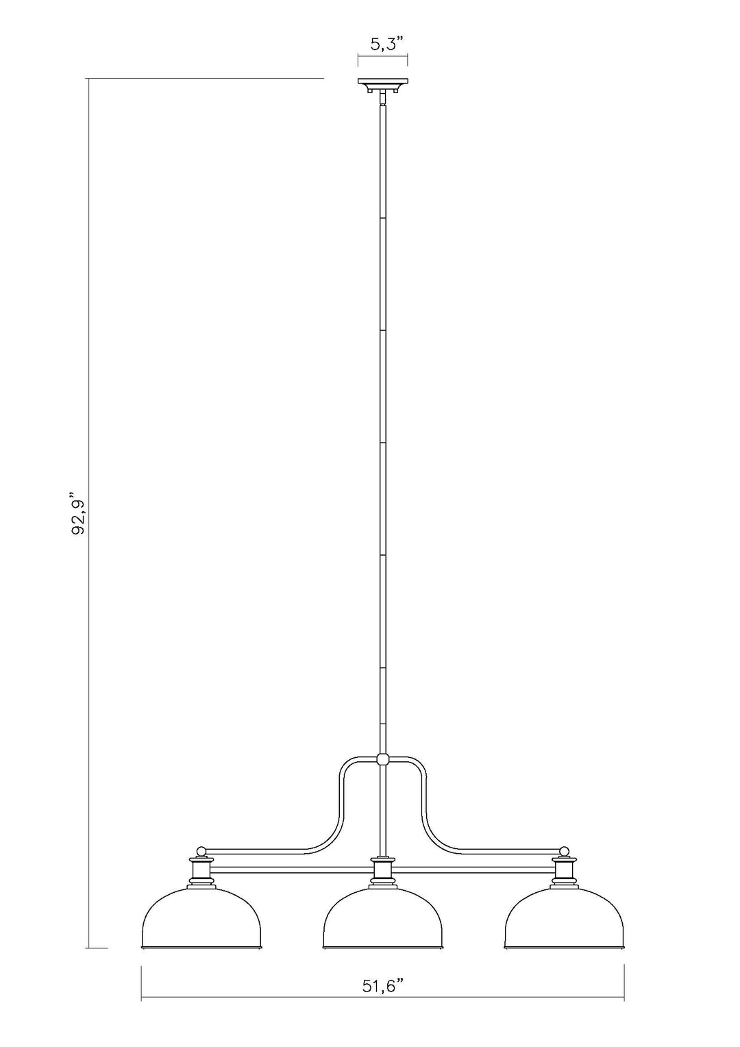Melange - 3 Light Billiard Light (725-3MB-D13MB)