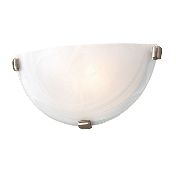 Malibu LED Wall Sconce in Brushed Chrome with Faux Alabaster Glass by Russell