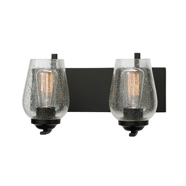 Bordeaux Vanity Light in Black with Clear Seeded Glass by Russell