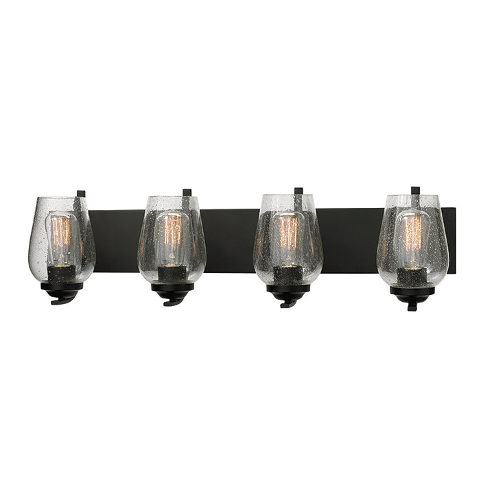 Bordeaux Vanity Light in Black with Clear Seeded Glass by Russell
