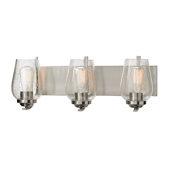 Bordeaux Vanity Light in Brushed Chrome with Clear Seeded Glass by Russell