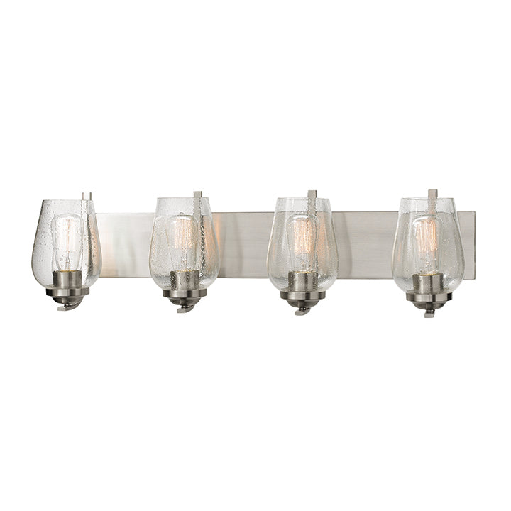 Bordeaux Vanity Light in Brushed Chrome with Clear Seeded Glass by Russell