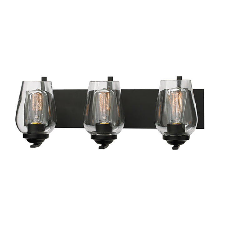 Bordeaux Vanity Light in Black with Clear Glass by Russell