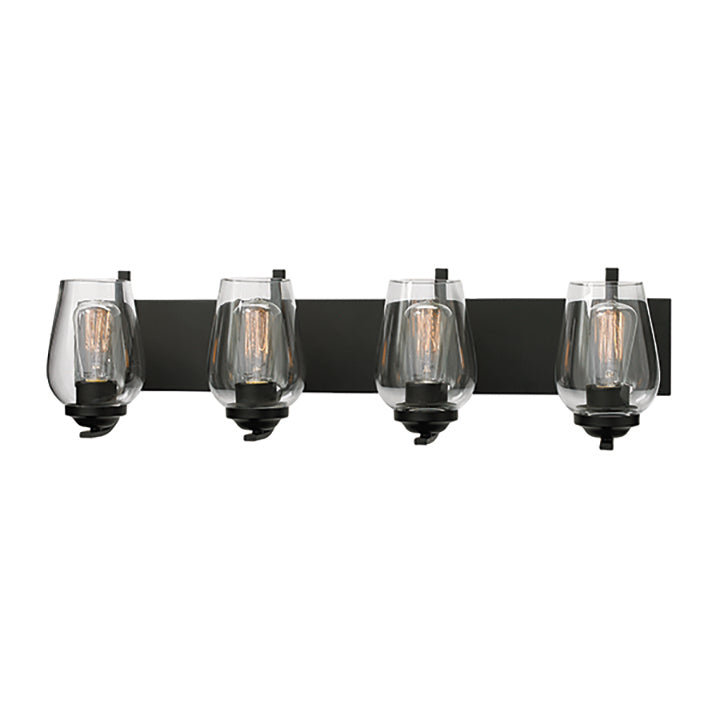 Bordeaux Vanity Light in Black with Clear Glass by Russell