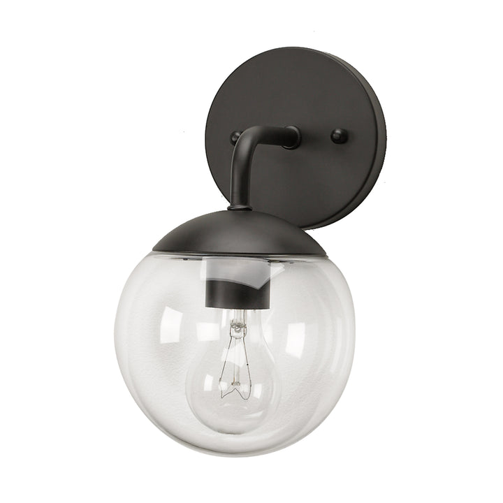Eclipse Wall Sconce in Black with Clear Glass by Russell