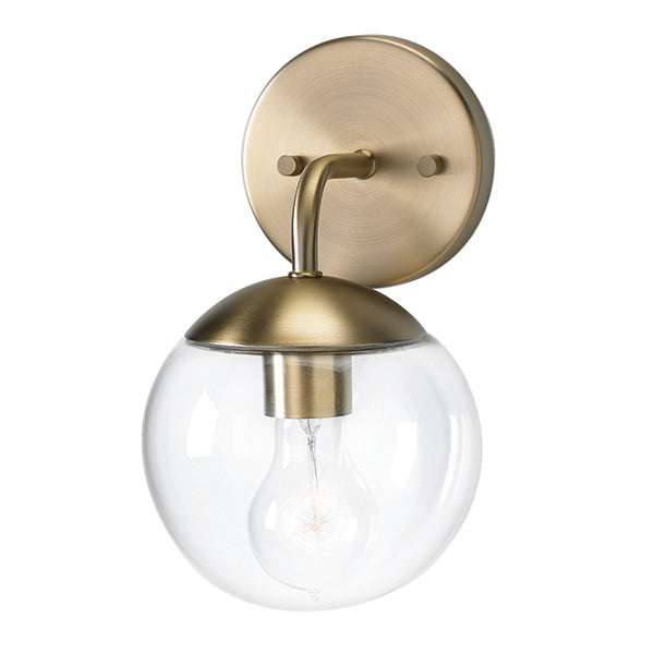Eclipse Wall Sconce in Soft Gold with Clear Glass by Russell