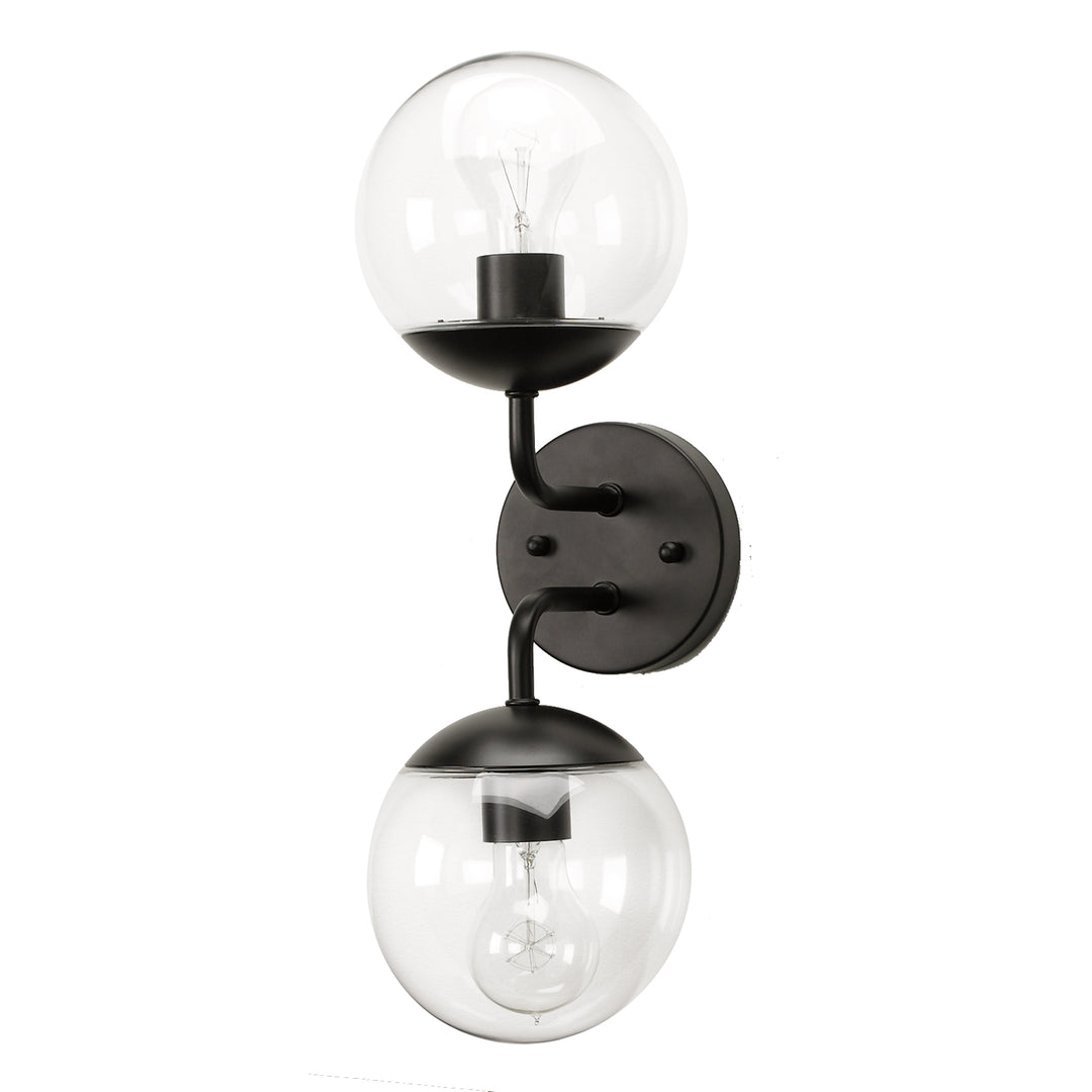Eclipse Wall Sconce in Black with Clear Glass by Russell