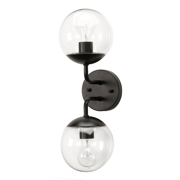 Eclipse Wall Sconce in Black with Clear Glass by Russell