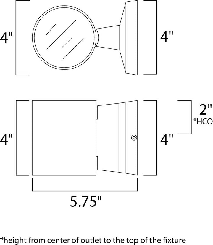 Lightray LED 2-Light Wall Sconce dimensions diagram