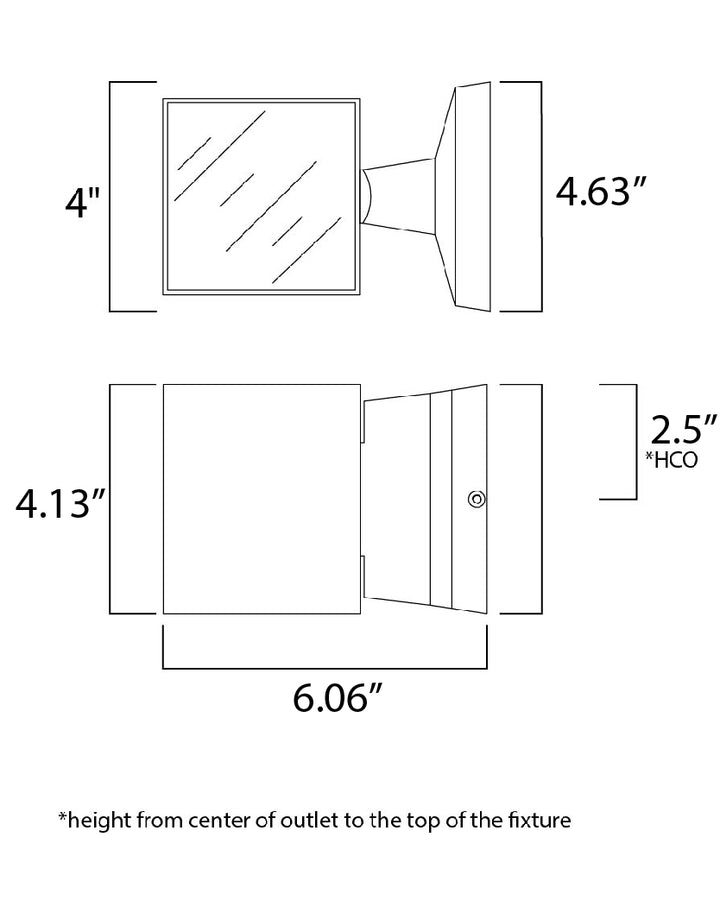 Lightray LED 2-Light Wall Sconce dimensions diagram